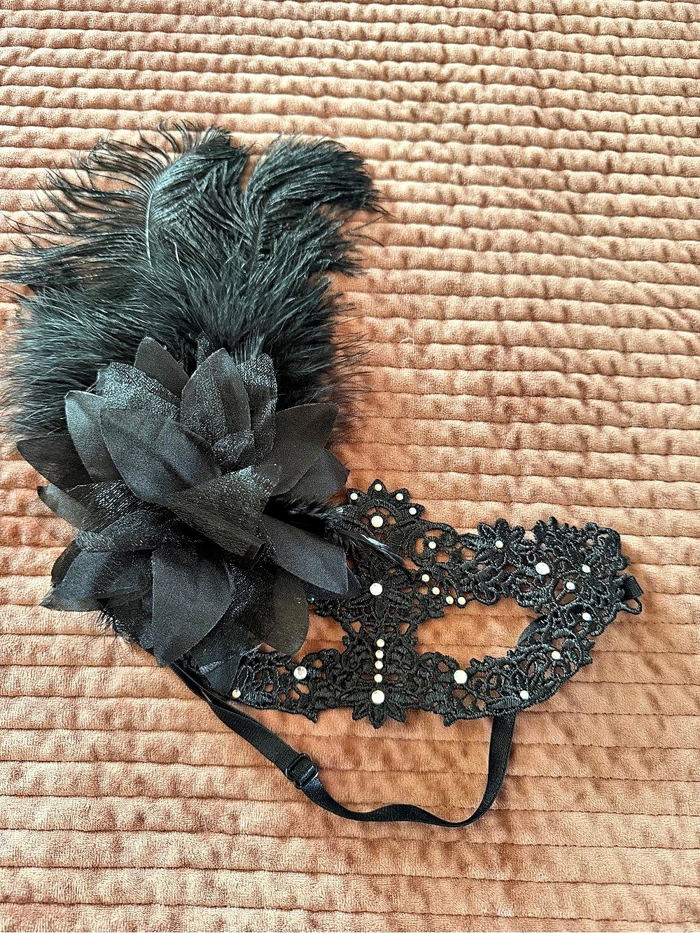 Black Feather Lace Headpiece